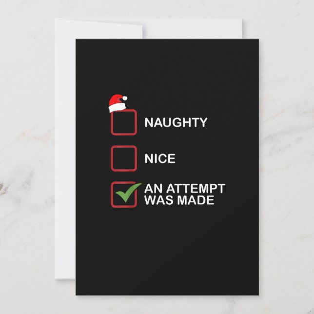 Cartão De Festividades Naughty Nice Attempt Made Funny Christmas List (Frente)