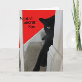 Cartão De Festividades Naughty or Nice Black Cat Spy Christmas Card