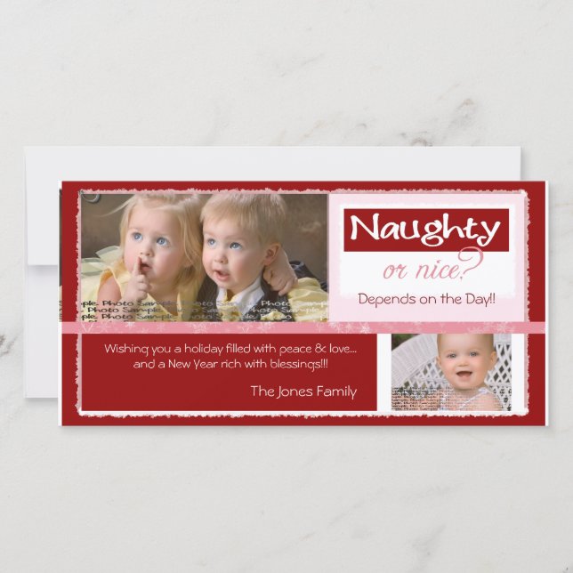 Cartão De Festividades Naughty or Nice   ~   Christmas Card (Frente)