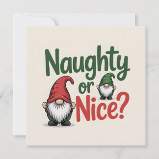 Cartão De Festividades Naughty or Nice Christmas Graphic: Cute Gnomes