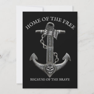 Cartão De Festividades Náutica do pirata-âncora da bandeira americana pat