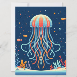 Cartão De Festividades náutica/praia/águas-vivas costeiras