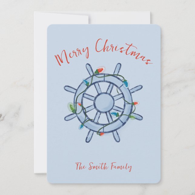 Cartão De Festividades Nautical Christmas Card (Frente)
