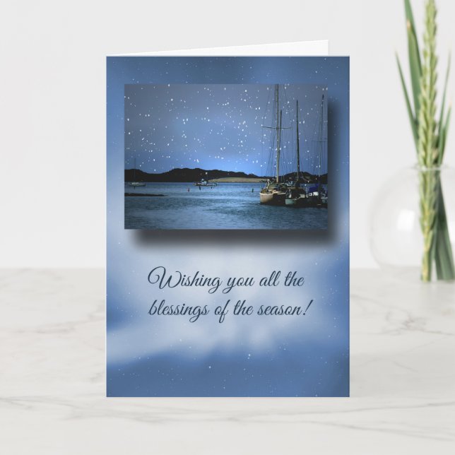 Cartão De Festividades Nautical Holiday Cards Christmas Sail Boats (Frente)