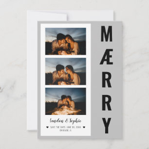 Cartão De Festividades "NAVIDAD "MÆRRY" Foto de Salvar a Data   Cinza/Pre