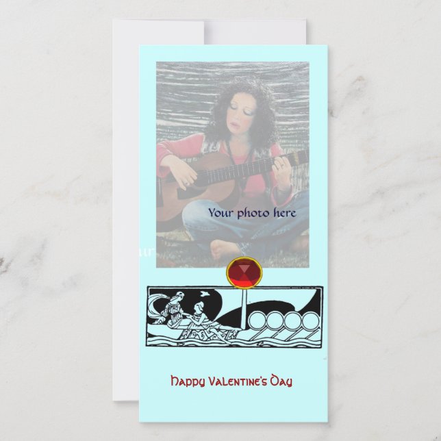 Cartão De Festividades NAVIO ANTICO, AMANTES Vermelho Rubi Gem Preto Azul (Frente)