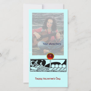 Cartão De Festividades NAVIO ANTICO, AMANTES Vermelho Rubi Gem Preto Azul