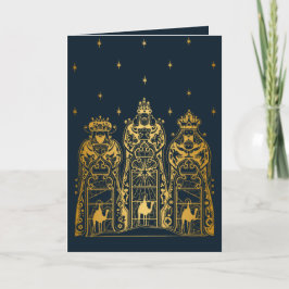 Cartão De Festividades Navy and Gold Three Wise Men