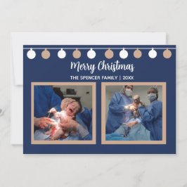 Cartão De Festividades Navy Blue Christmas Birth December Cesarean Baby