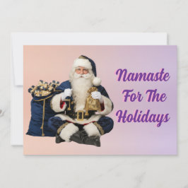 Cartão De Festividades Navy Blue Meditating Santa Holiday Card -Spiritual