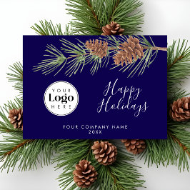 Cartão De Festividades Navy Custom Logo Holiday Business Thank You Card