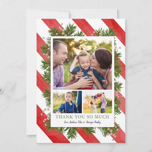 Cartão De Festividades Needles & Stripes 3 photo | Thank You Photo Card (Frente)