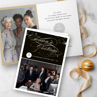 Cartão De Festividades Negócios de Dourado Script Elegante para Saudações