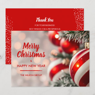 Cartão De Festividades Negócios de Enfeites de natal Vermelhos Elegantes