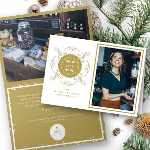 Cartão De Festividades Negócios de Foto Clássica de Seal Saudações da