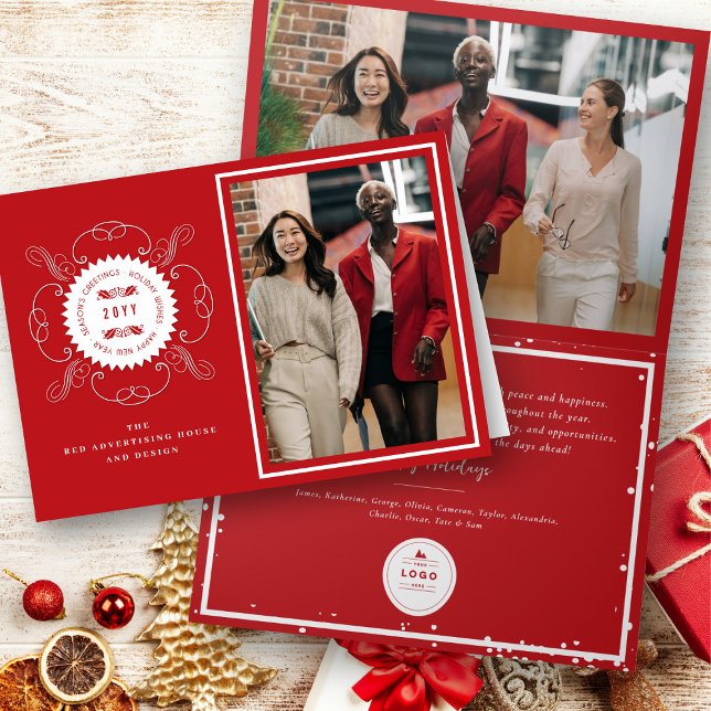 Cartão De Festividades Negócios de Foto Clássica de Seal Saudações da Est (Criador carregado)