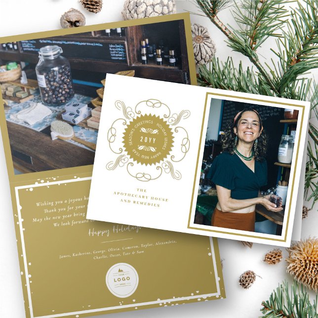 Cartão De Festividades Negócios de Foto Clássica de Seal Saudações da Est (Criador carregado)