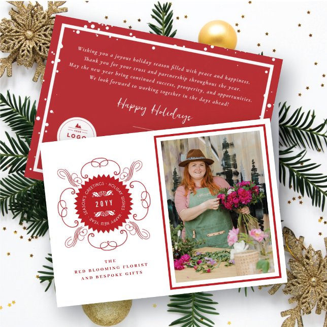 Cartão De Festividades Negócios de Foto Clássica de Seal Saudações da Est (Criador carregado)