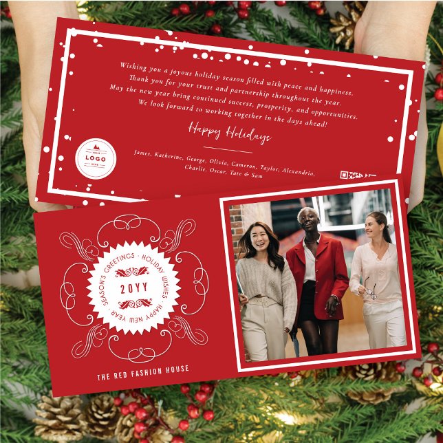 Cartão De Festividades Negócios de Foto Clássica de Seal Saudações da Est (Criador carregado)