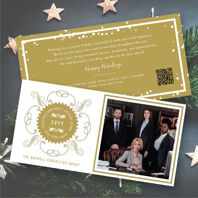 Cartão De Festividades Negócios de Foto Clássica de Seal Saudações da Est (Criador carregado)