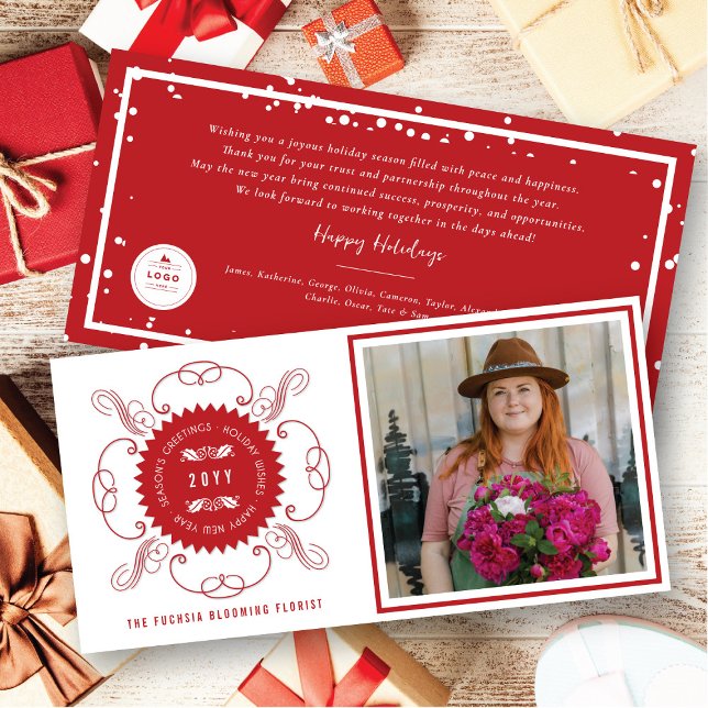 Cartão De Festividades Negócios de Foto Clássica de Seal Saudações da Est (Criador carregado)