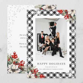 Cartão De Festividades Negócios de Fotos Botânicas em Aquarela Preto e Br