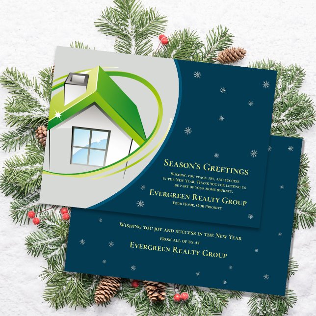 Cartão De Festividades Negócios de Saudações da Real Estate Realtor Seaso (Real Estate Realtor Season’s Greetings Business Holiday Card)