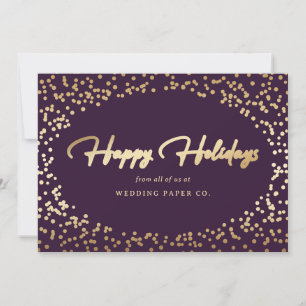 Cartão De Festividades Negócios de Script de Folha Ouro Roxo Elegante Mod