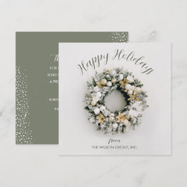 Cartão De Festividades Negócios de Wreath de Natal ao Quadrado Obrigado