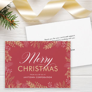 Cartão De Festividades Negócios Natal Corporativo Elegante Folhagem 