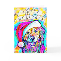 Neon Bright Cores de Natal Arte de Retriever Ouro