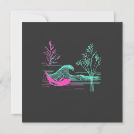 Cartão De Festividades NEON CALM – Arte de Linha Retro Wave e Botânica