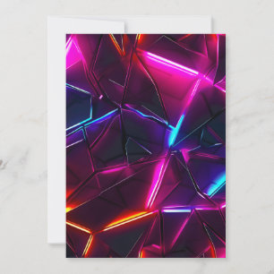 Cartão De Festividades Neon Geométrico Abstrato Futurista Cyberpunk
