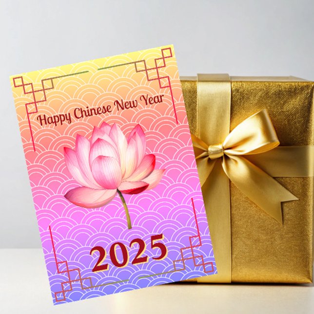 Cartão De Festividades Neon Lotus Chinês Ano Novo (Criador carregado)