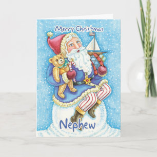Cartão De Festividades Nephew Christmas Card With Cute Santa And Toys