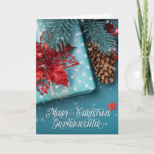 Cartão De Festividades Neta Feliz Natal Azul e Vermelho