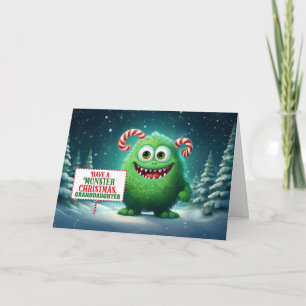 Cartão De Festividades Neta Monstro Divertido Natal Crianças