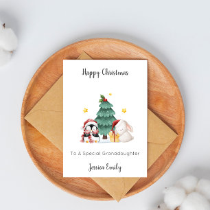 Cartão De Festividades Neta Pinguim Coelho Natal