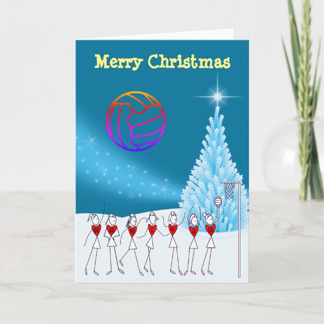 Cartão De Festividades Netball Players Ball Themed Christmas Greeting (Frente)