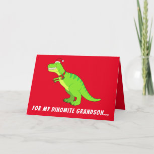 Cartão De Festividades neto: T-Rex em Santa Hat para o Natal!