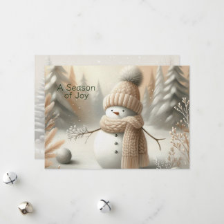 Cartão De Festividades Neutral Aesthetic Snowman Holiday Card