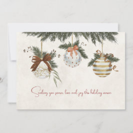 Cartão De Festividades Neutral Christmas Card with Ornaments