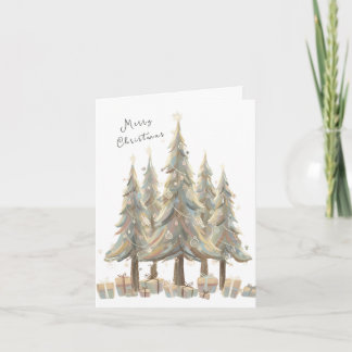 Cartão De Festividades Neutral White Christmas Trees Cream Holiday