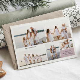 Cartão De Festividades Neutro Moderno 5 Foto Elegante Duplo Lado