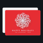Cartão De Festividades Neve Branca Moderna Elegante Flaque em Vermelho<br><div class="desc">Design é composto por uma moderna neve branca sobre fundo vermelho com um cartões de natal escrito em tipografia serif. Adicione o nome da família e o ano.

Disponível aqui:
http://www.zazzle.com/store/selectpartysupplies</div>