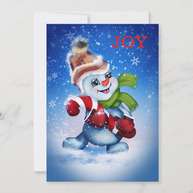 Cartão De Festividades Neve com um cachecol (Frente)