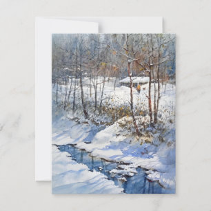 Cartão De Festividades Neve Creek Em Aquarelas