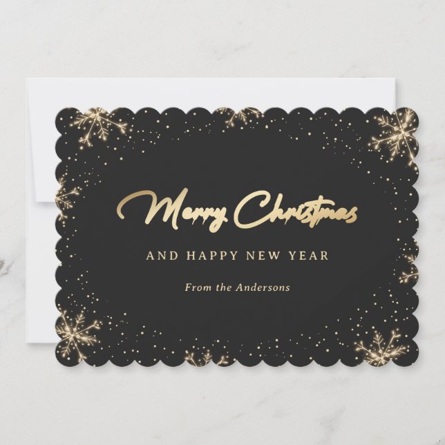 Cartão De Festividades Neve Dourada e Neve Negra (Frente)