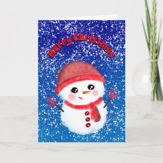 Cartão De Festividades Neve Menina Feliz Natal (Frente)