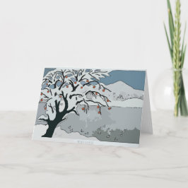 Cartão De Festividades Neve & montanha japonesas do Natal